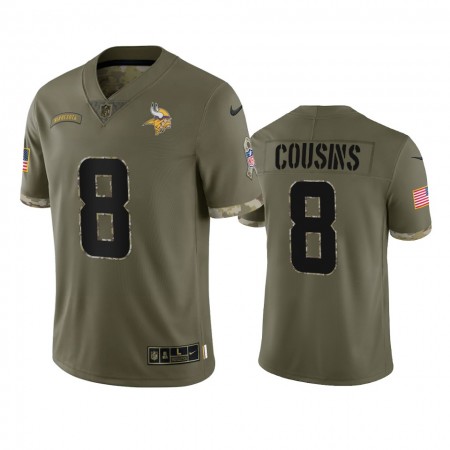 Camiseta Hombre NFL Minnesota Vikings Kirk Cousins 8 Olive 2022 Salute To Service
